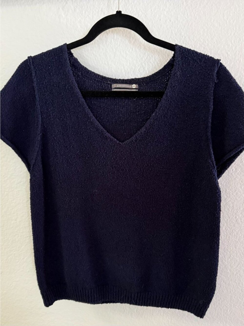 Women's Top ~ Navy Blue Knit ~ Short Sleeve ~ Anthropologie ~ Size M